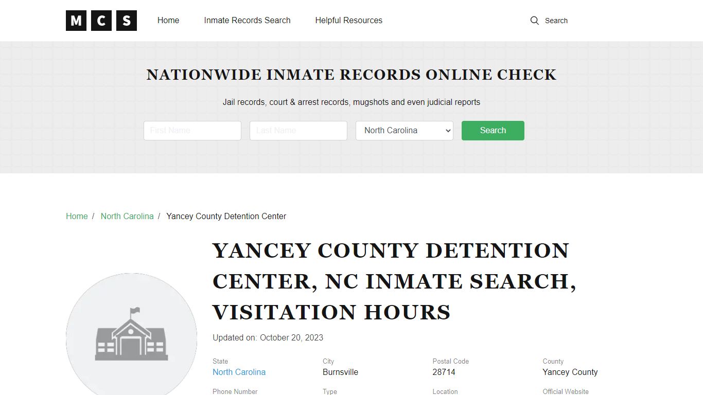 Yancey County, NC Jail Inmates Search, Visitation Rules